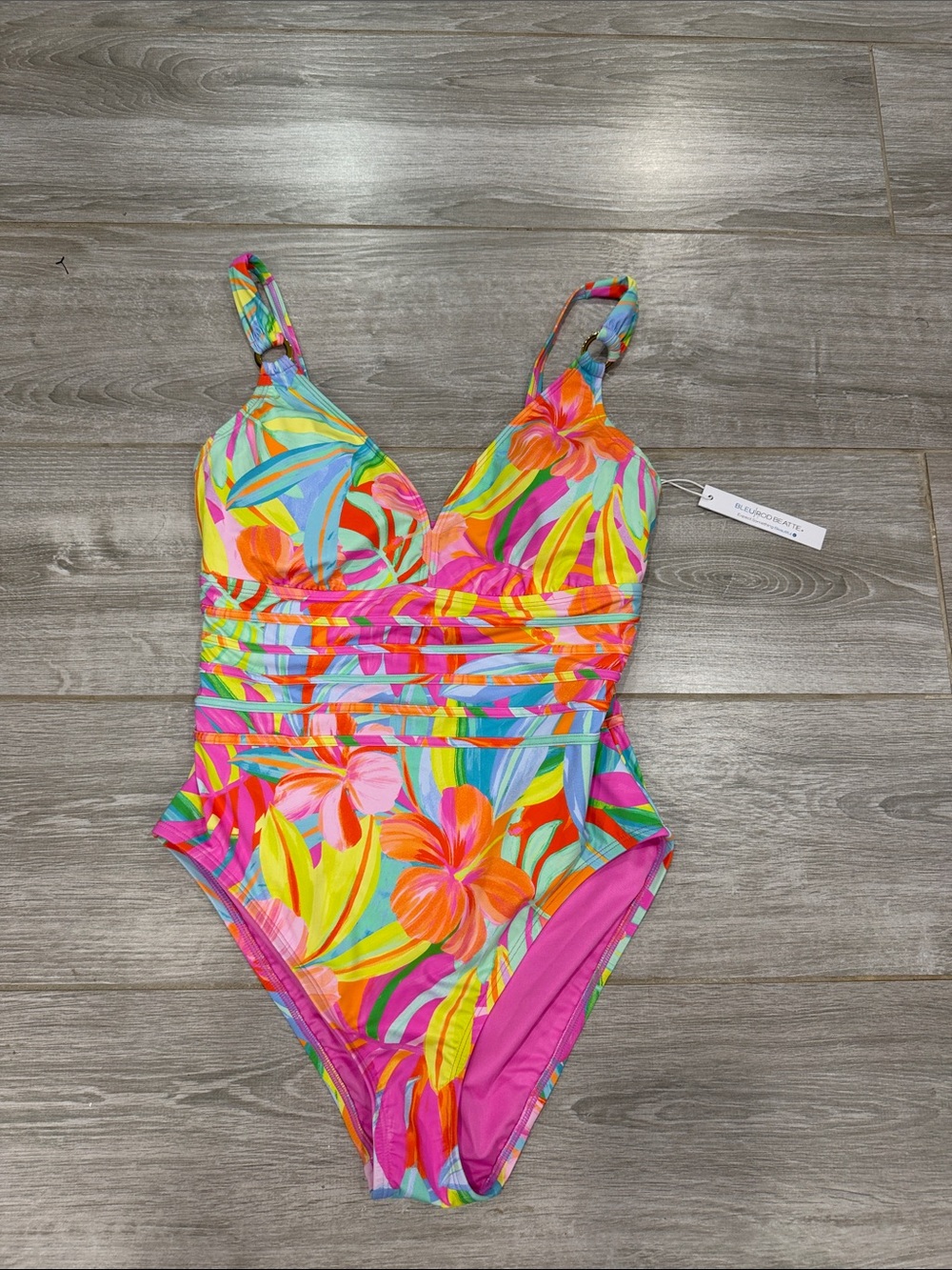 Bleu /Rodbeatte Bright Tropical Floral One-Piece Swimsuit size 10
